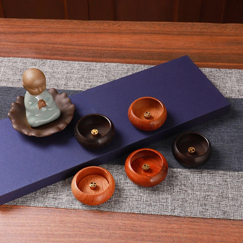 Vintage Wooden Bowl Type Incense Holder Rosewood Incense Burner Stick Holder Censer Suitable For Various Sizes Of Incense Sticks