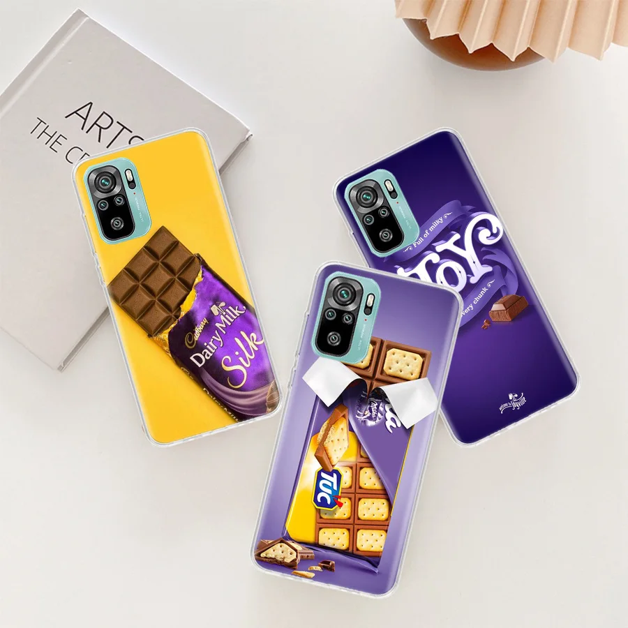 Chocolate Milka Phone Case For Xiaomi Poco X6 X5 X4 F4 GT X3 NFC Pro 5G M5 M5S M4 M3 F5 F3 F2 F1 Mi Note 10 Lite Clear Cover Coq