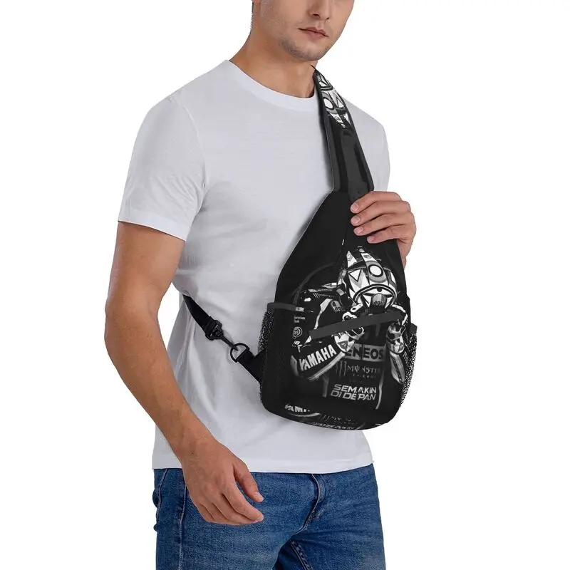 Mochila de hombro para hombre, bolsa de pecho cruzada con Honda Rossi para motocicleta de carreras, genial para viajar