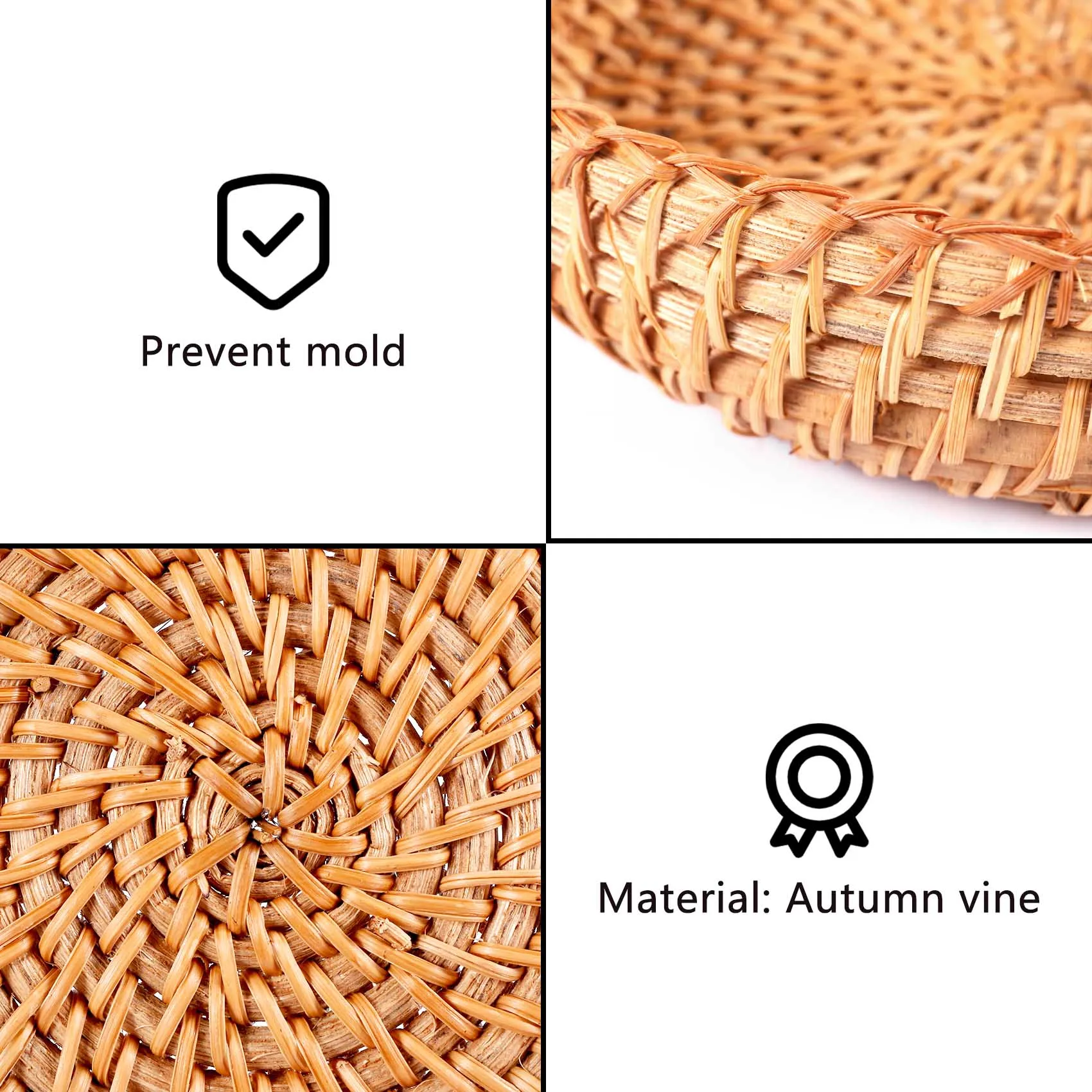 BAAG-Handgemachte Herbst Rattan Weben Runde Lagerung Korb Obstschale Rattan Brot Korb Für Küche Lebensmittel Picknick Brot Diverse Min