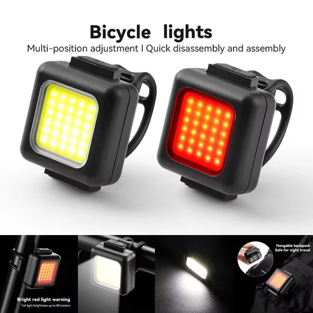 自転車フロントリアライトミニ LED 充電式 COB 自転車ヘッドライトテールライト防水取り付け簡単サイクリングアクセサリー