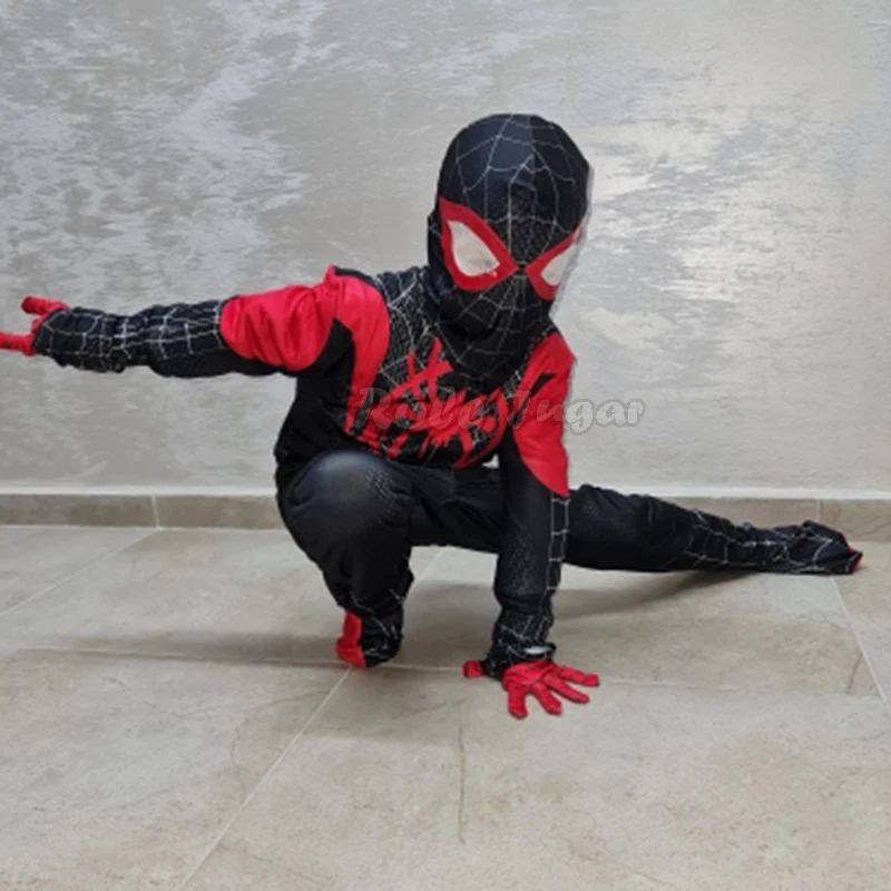 Spider-Man Cosplay para crianças, Halloween Party Suit, trajes de super-herói para meninos, Peter Parker, Zentai, compatível