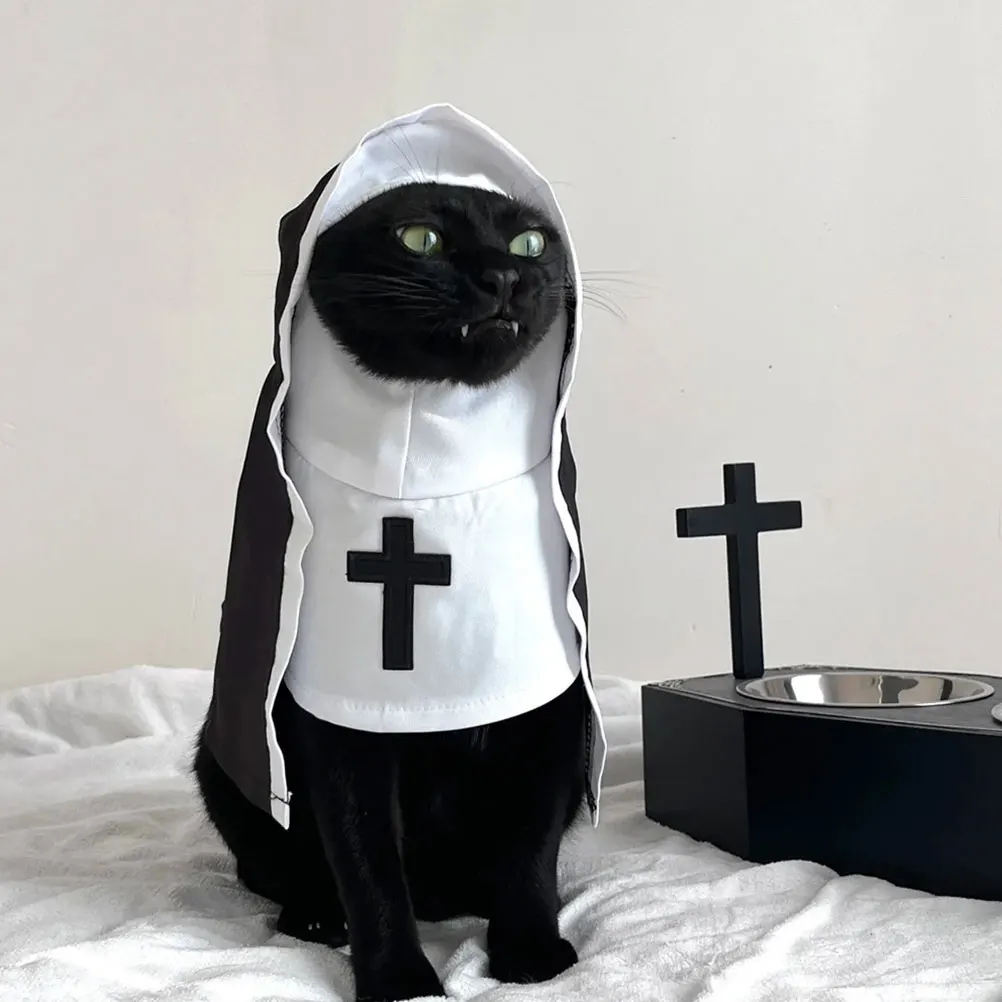 

Pet Funny Clothes Cute Halloween Costume for Pets Cat Nun Outfit Cats and Dogs Cosplay Dress up