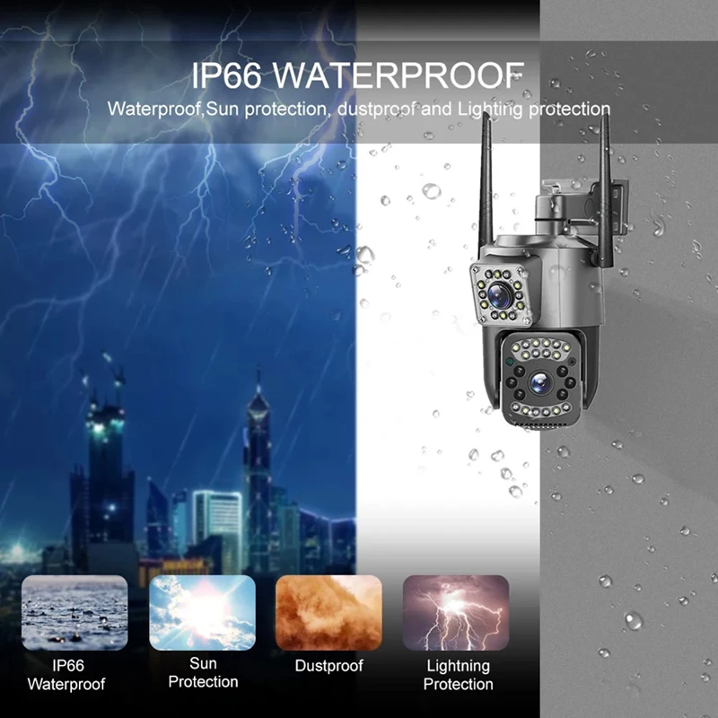 【Hot Cake】V380 Pro 4G Camera Dual Lens 8MP 10X Zoom CCTV Security 4K WIFI Camera Outdoor Waterproof Camera No Memory Card US Plu