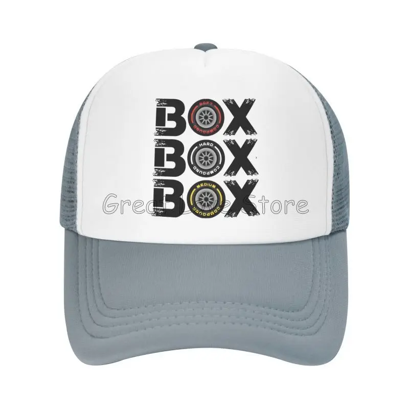 صندوق صندوق صندوق F1 طباعة قبعة بيسبول الفورمولا 1 الصيف قبعات السفر للرجال النساء في الهواء الطلق تنفس شبكة قبعات ترد لمكانها قبعة سائق الشاحنة