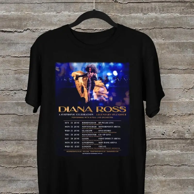 Diana Ross una celebración sinfónica 2025 gira del Reino Unido camiseta negra de todas las tallas