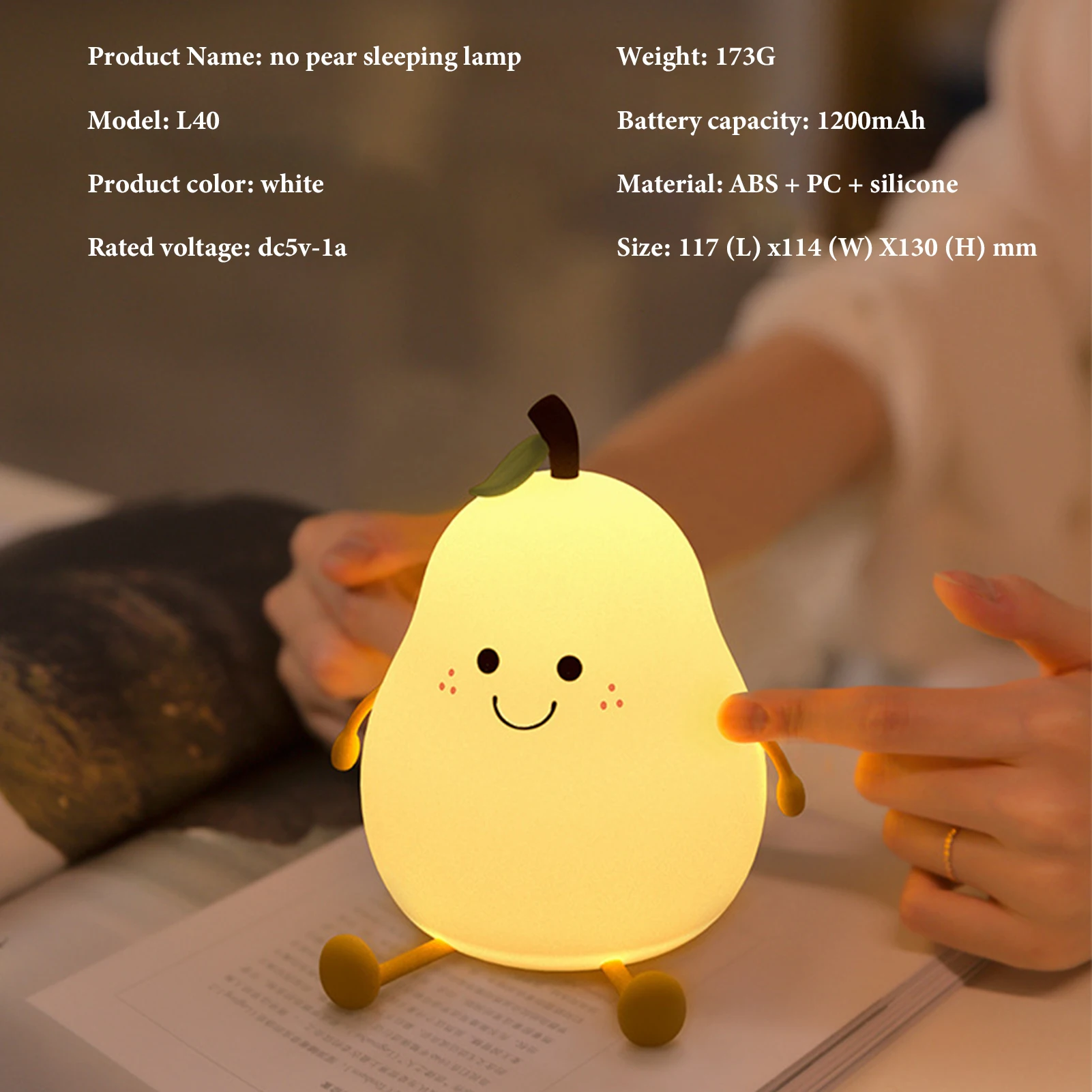 Kawai Pear Night Light con gambe sensore tattile lampada portatile in Silicone a Led Nursery Decor per bambino bambino natale regalo di capodanno