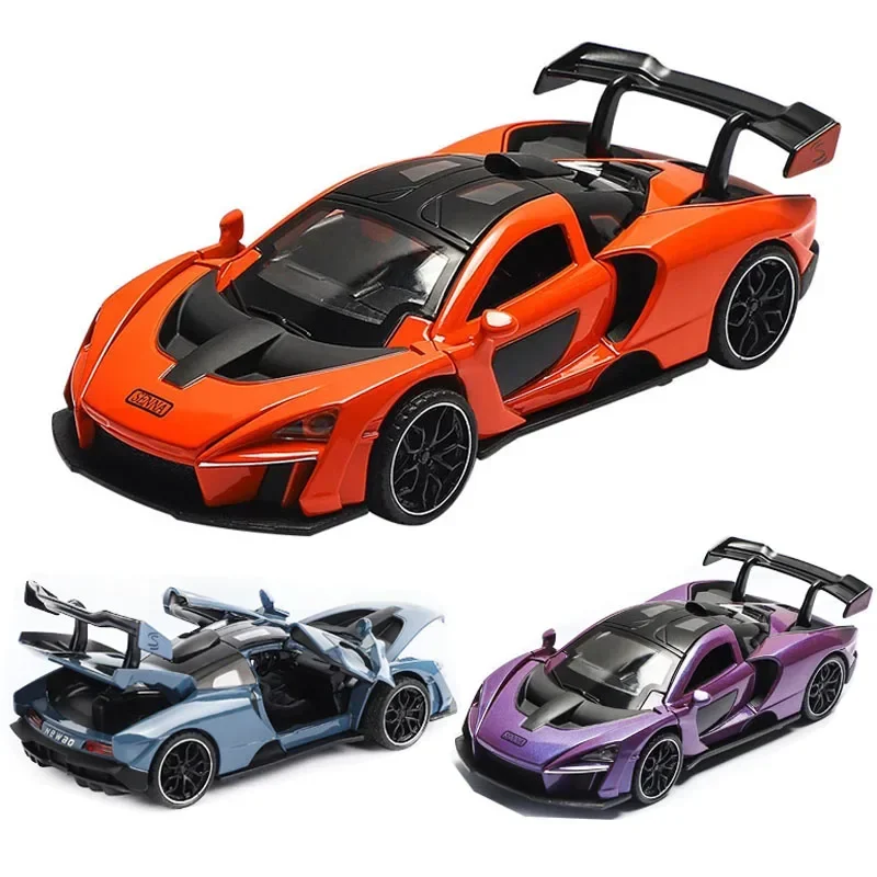 1:32 M C Senna DieCast Sports Car Model Toy Alloy Simulation Sound Light Pull Back Supercar Toys Vehicle For Gift