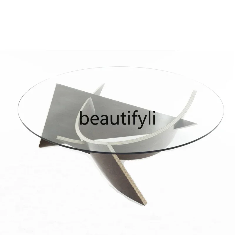 

LXRound Italian simple living room household tempered glass coffee tableSSS