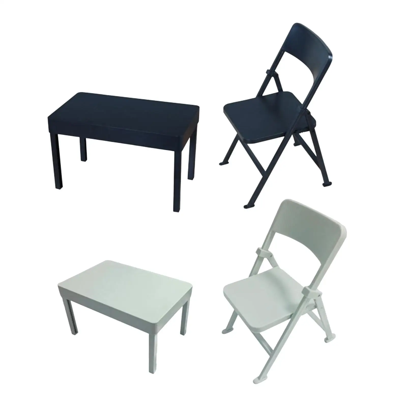 1/6 Scale Desk Stool Decor Multipurpose Table Chairs Set for Doll Dollhouse