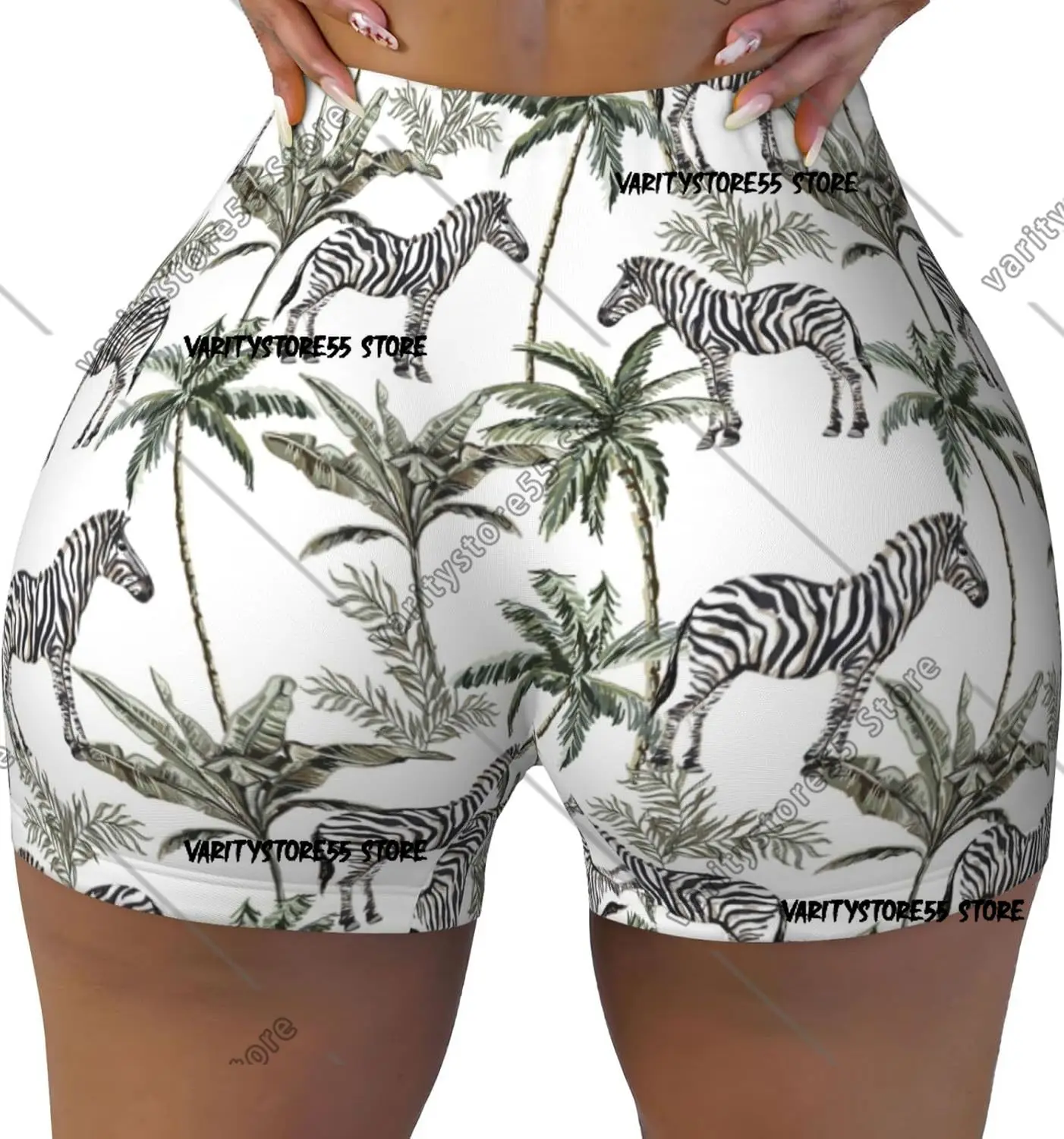 

Шорты для тренировок с принтом пальмы и зебры для женщин, бесшовные мягкие гладкие шорты для занятий йогой в тренажерном зале, активные шорты