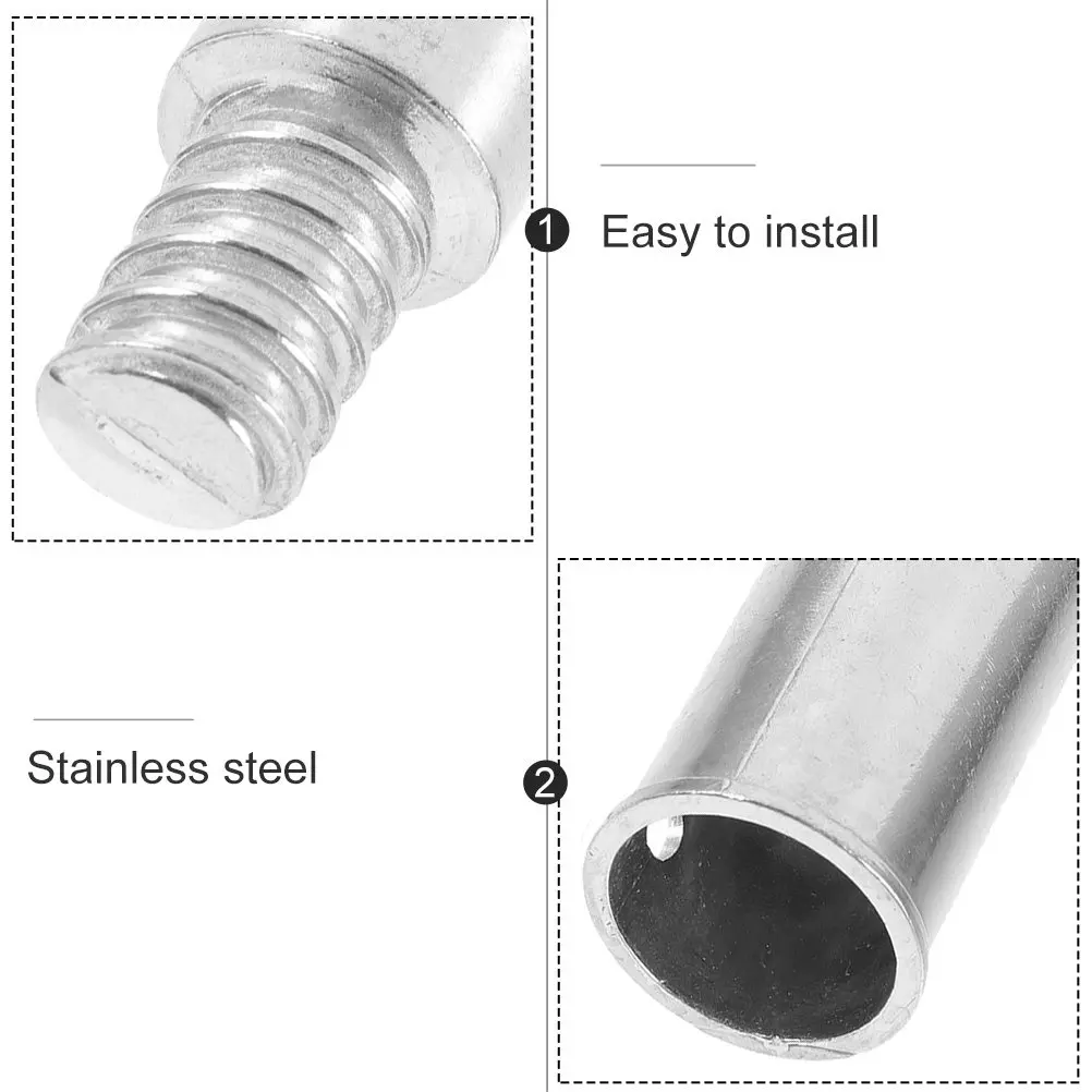 

2Pcs Sturdy Threaded Tip for Broom Handle 25Mm Diameter Stainless Steel Connector Compatible with Push Broom Mop Telescopic Pole