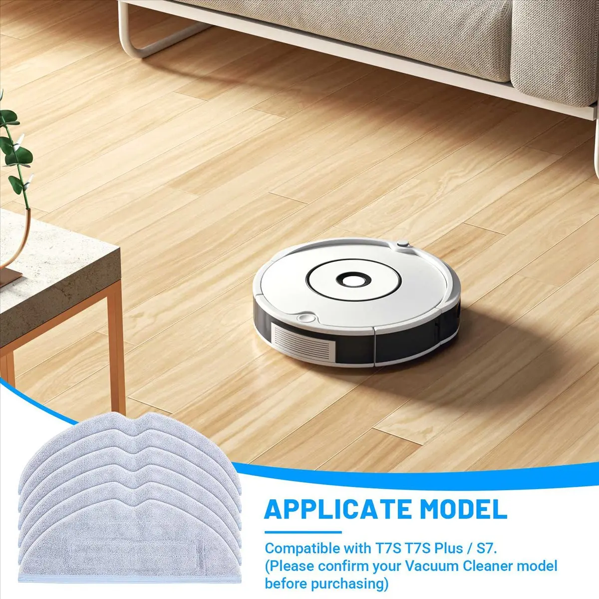 Latest Model,Replacement Microfiber Mop Clothes Cleaning Pads for T7S T7S Plus S7 Vacuum Cleaner Accessories 6 Pcs