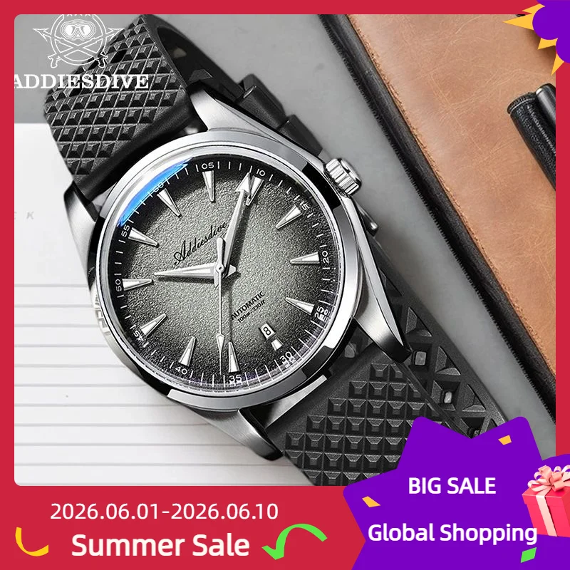 

ADDIESDIVE AD2527 reloj hombre Men's Watches Stainless Steel/Rubber Super Luminous Dress Automatic Mechanical Watches Waterproof