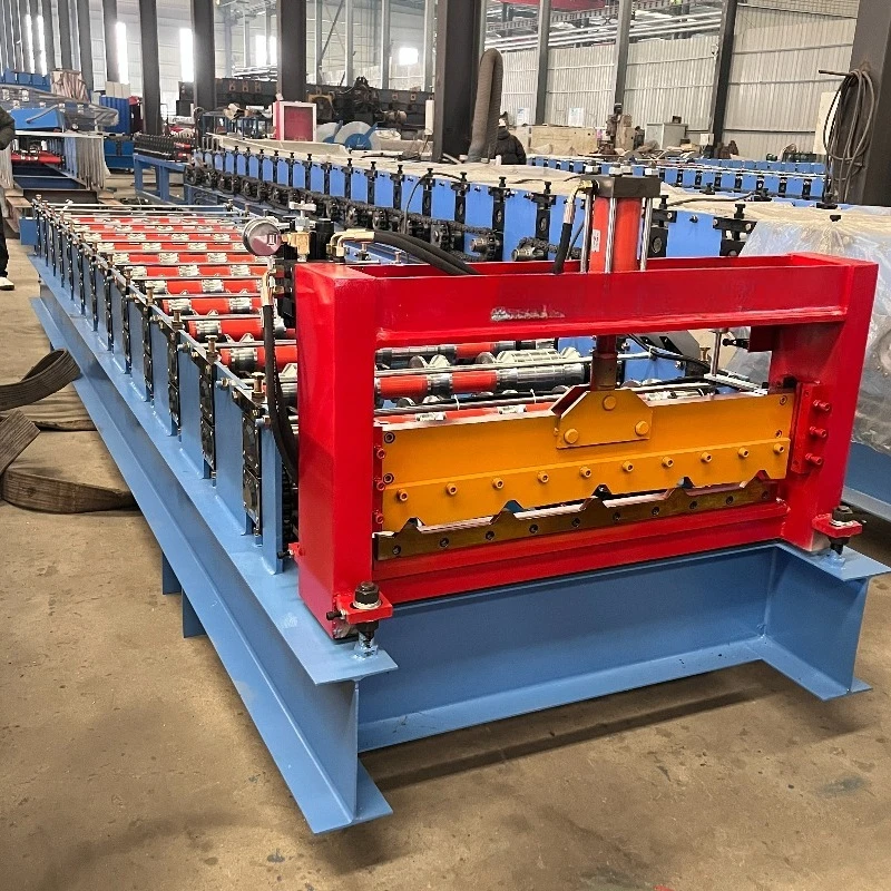 Customized Trapezoidal Single Sheet Roof Roll Forming Machine For Colored Steel High Productivity Delta PLC Gear Bearing 2-Year