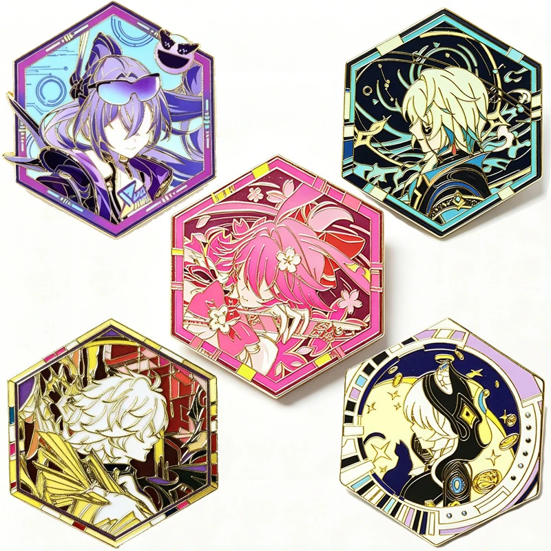 Honkai: Star Rail Silver Wolf LV.999 Evanescia Aventurine Pin Anime Anaxa Cipher Phainon Badge Ornement Exquis Décoration d'Halloween
