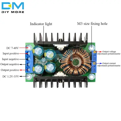 DC 9A 300W Buck Converter 5-40V to 1.2-35V diymore