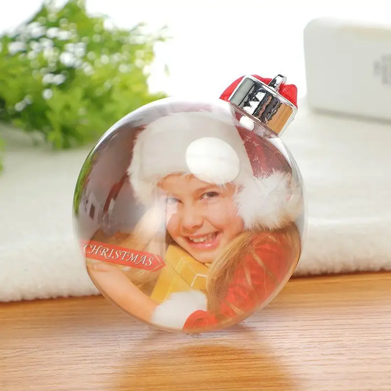 Bola De Natal De Plástico Transparente Fillable, Bauble Photo Frame, Natal Árvore Pendurado Ornamento, Decoração Do Casamento, Caixa De Presente Do Partido