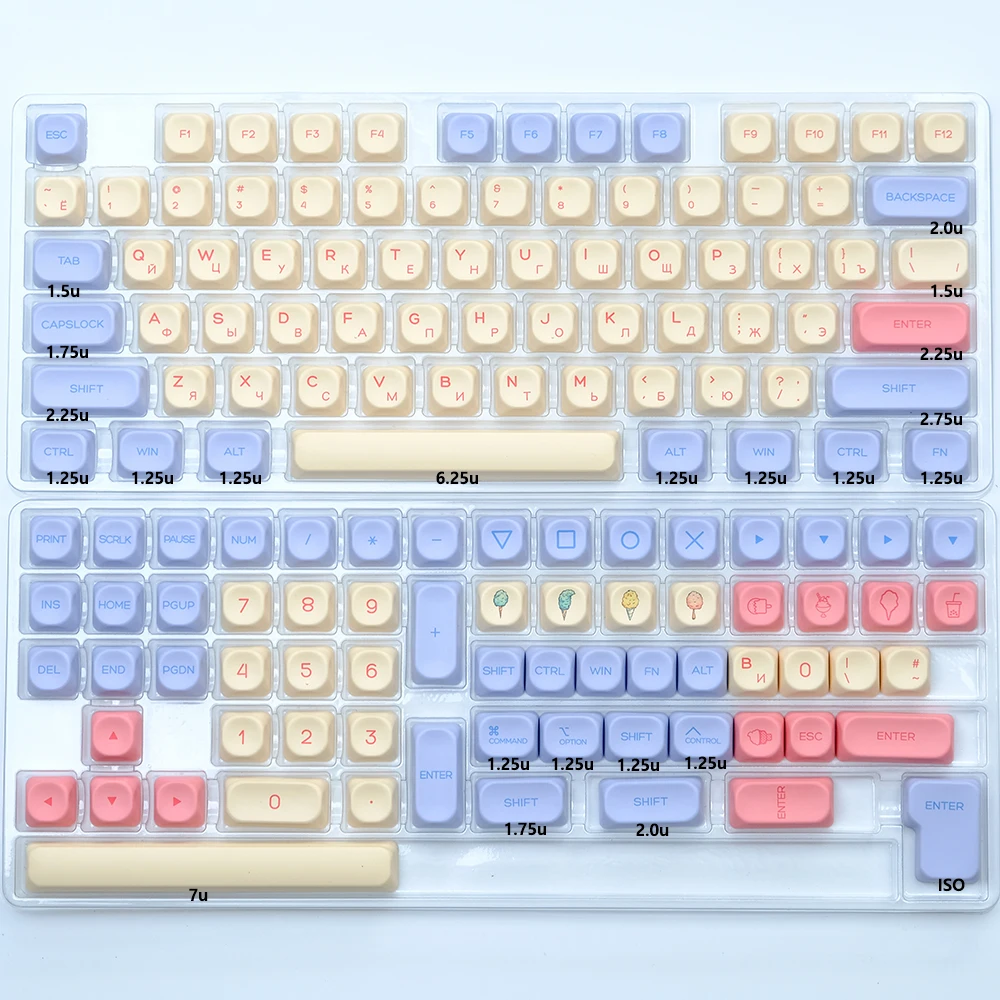 Kbdiy 138 Toetsen/Set Koa Profiel Mac Stijl Keycaps Pbt Russische Koreaanse Keycap Voor Mechanische Keyboard Gaming Retro Key Caps Gmk67