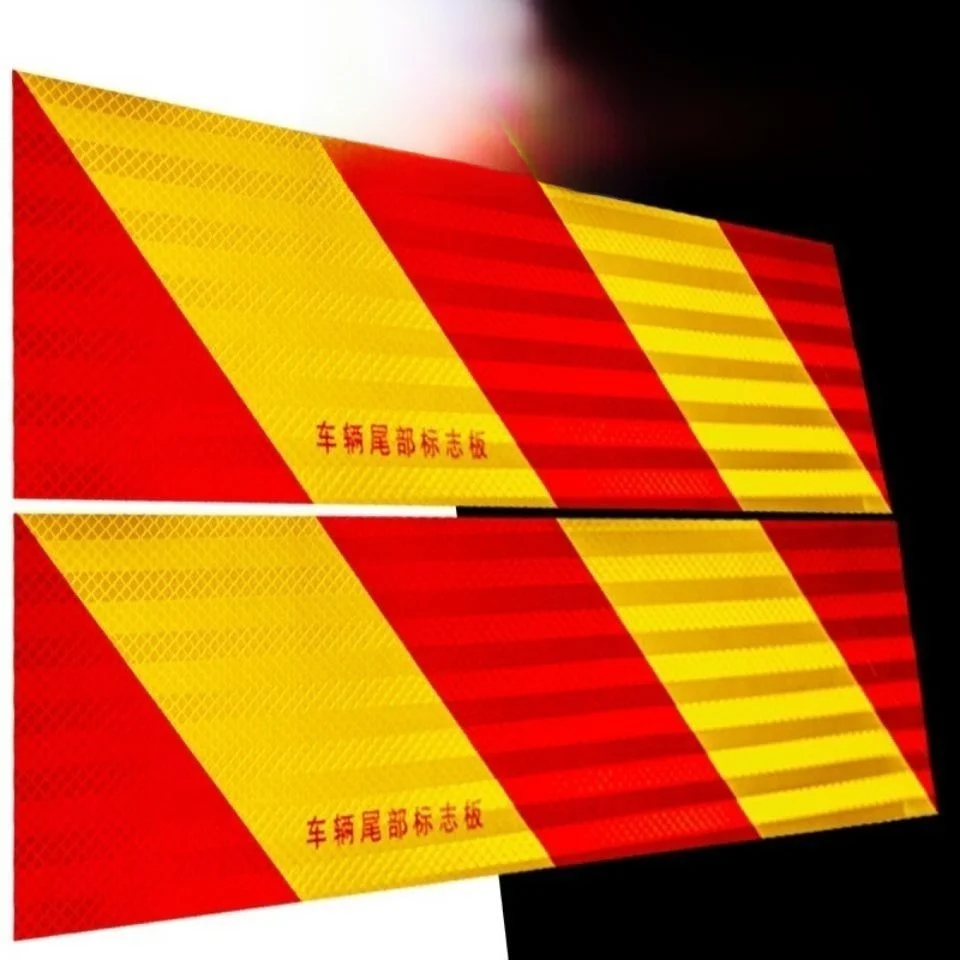 Reflective Aluminum Plate Truck Tail Marking Sticker Diagonal Rectangle Sticker for Large Cargo Truck Special Use