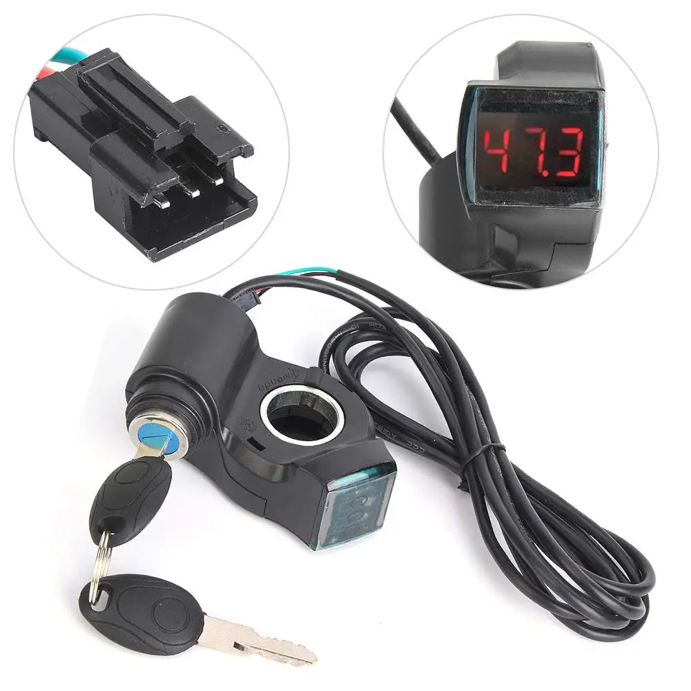 Electric Bicycle Thumb Throttle Voltmeter Digital Voltage Display Switch Power Supply With Key Lock for E-bike Scooter