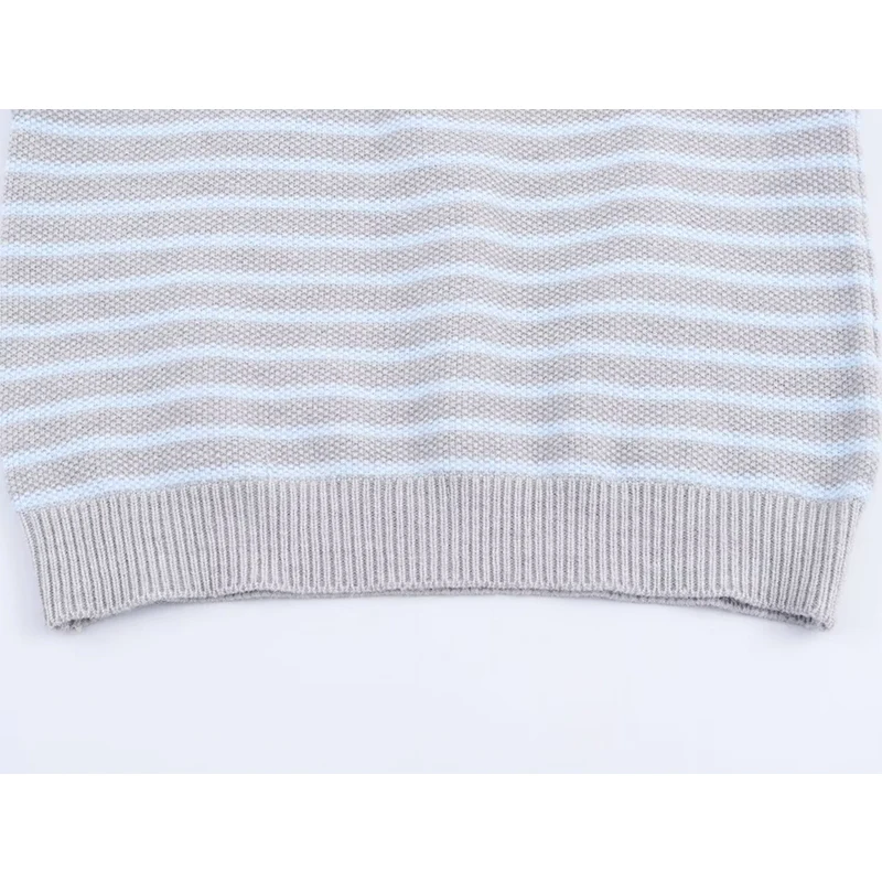YENKYE nuevas mujeres primavera otoño chaleco de punto a rayas cuello de solapa sin mangas Casual señora pulóver Tops