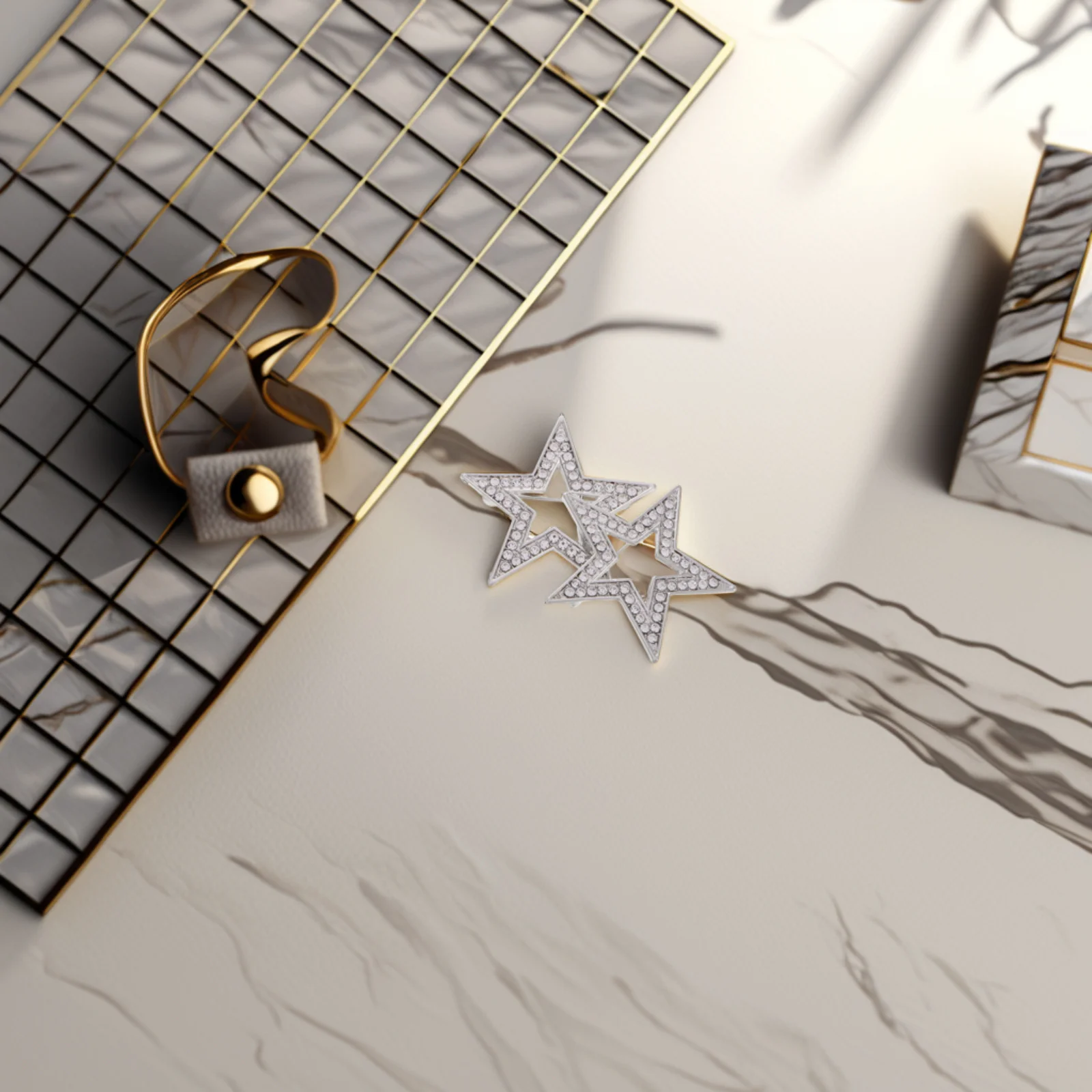 

2Pcs Alloy Pentacle Brooches Elegant Cartoon Lapel Pins Clothes Backpack Decoration Brooch Jewelry Gift for Women