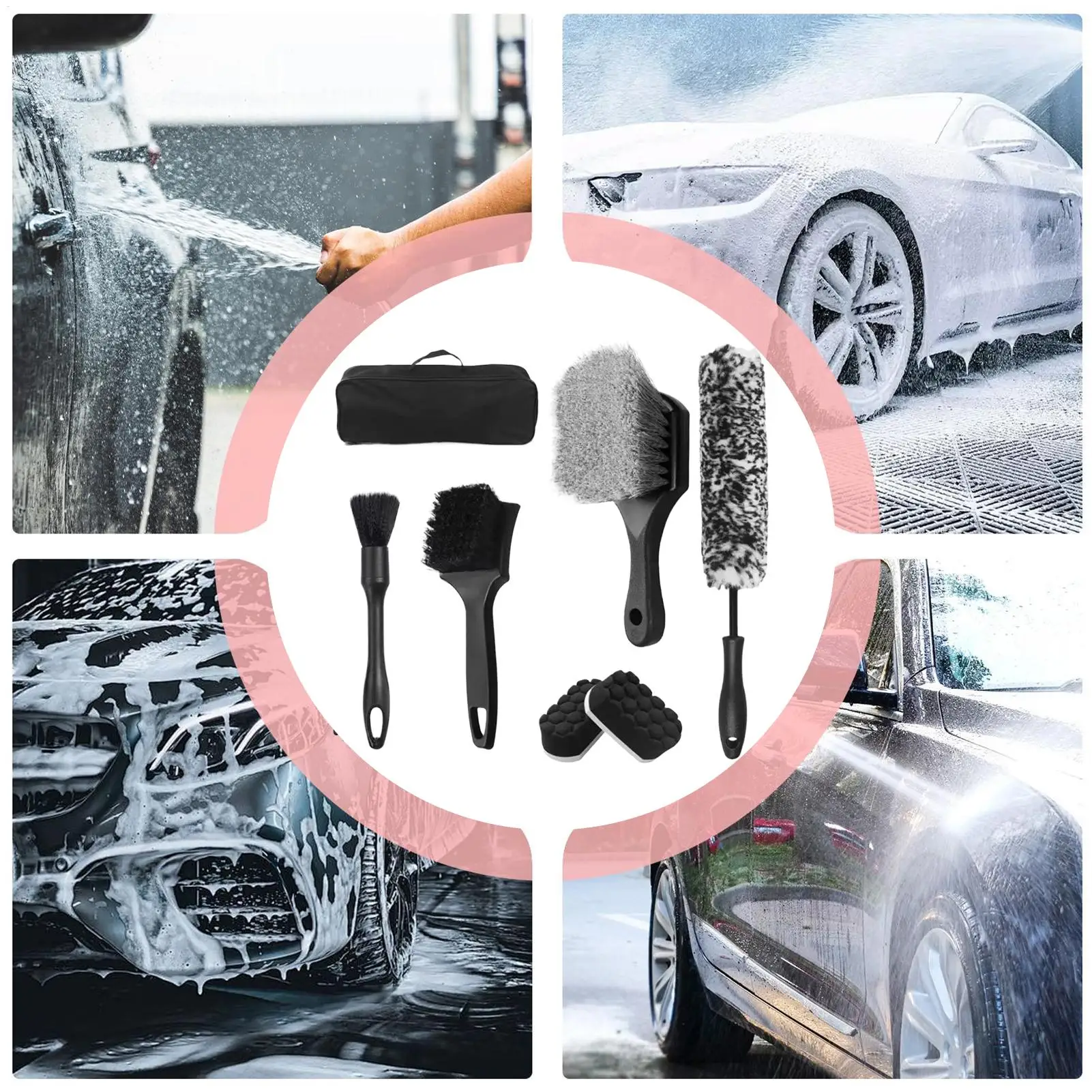 

Набор щеток для колес и шин с сумкой для переноски, устойчивые к царапинам щетки для чистки колес для дома, гаража, парковки, грузовиков, караванов, автодомов