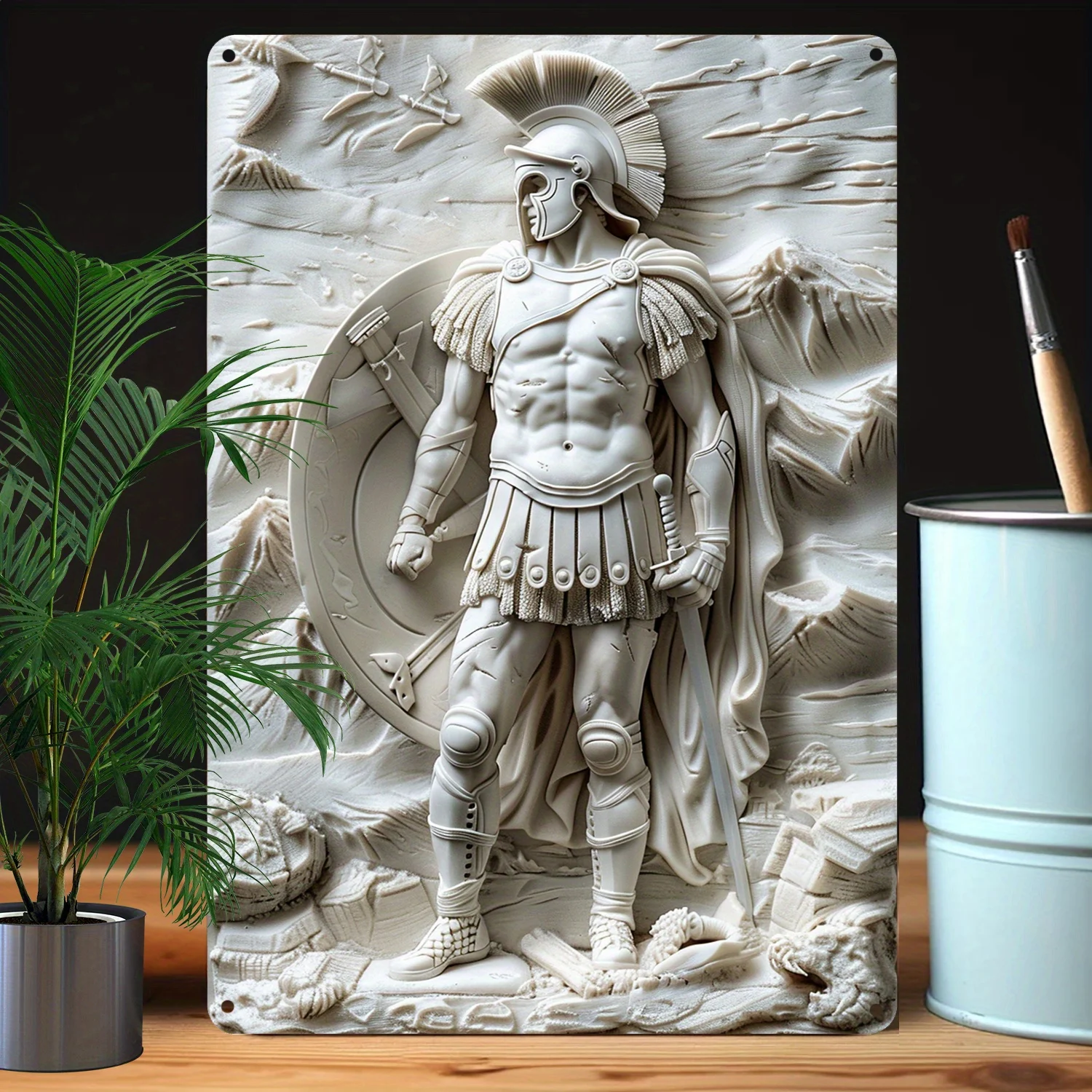 

Wall Art, Warrior Scene, Metal Decor for Home, Gym, Bathroom, and Garden- Funny Vintage-Inspired for Birthday Gift, Themed Decor