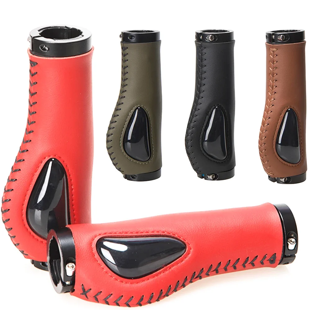 

Mountain Bike Grips Retro Leather Hand-sewn Meat Balls Widening Road Bike Accessories Silicone Leather Mountain Bike Grips