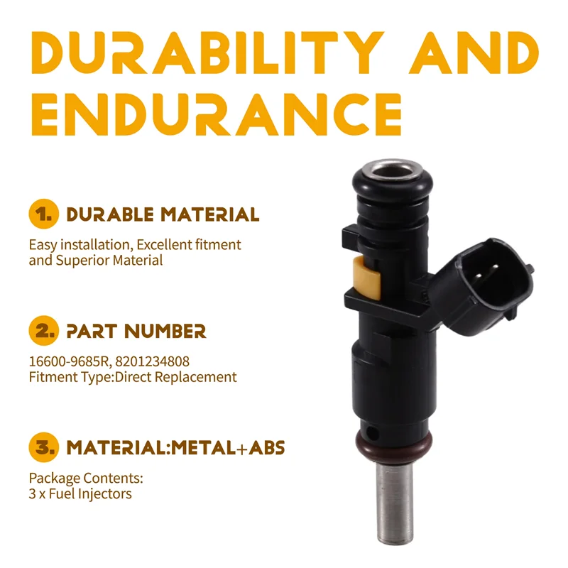 

For Renault Twingo Smart Forfour 1.0 Petrol 166009685R 16600-9685R 8201234808 Fuel Injectors 3Pcs