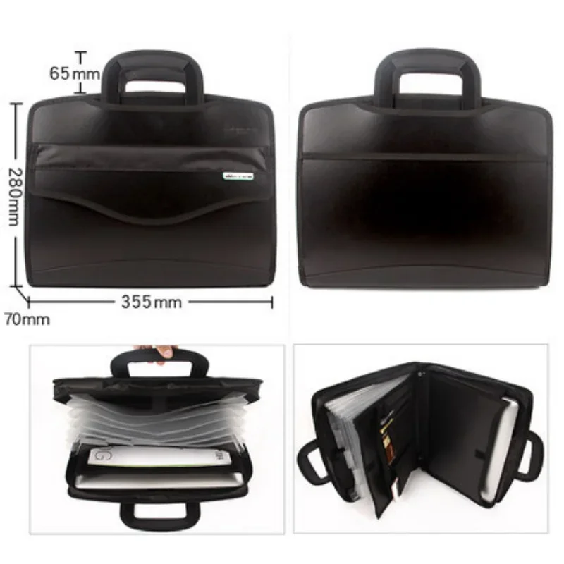 Multi-Functional Men Leather Briefcase Foldable Magnetic Handles Laptop Bag Waterproof Male Handbag