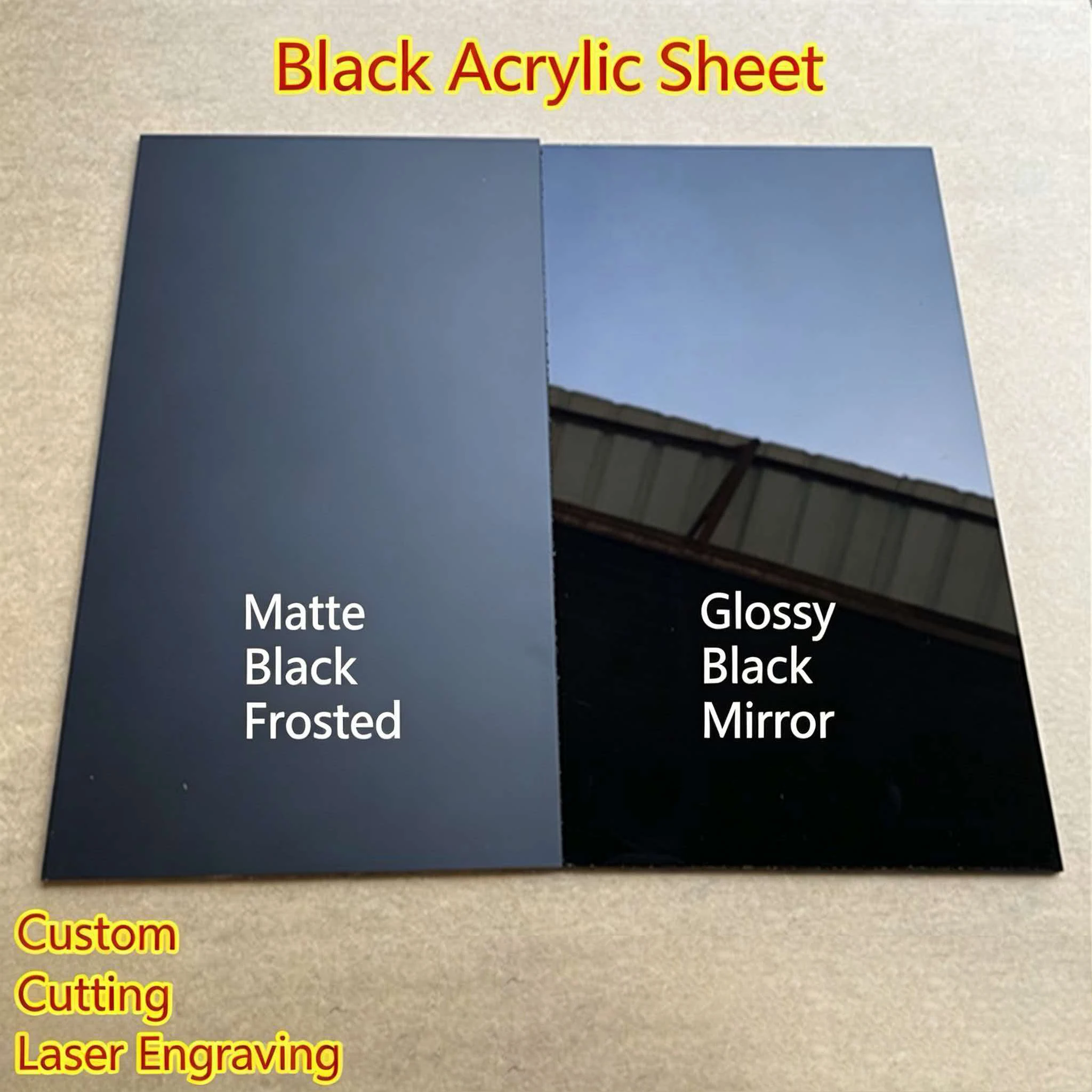 1pcs Black /Yellow Tea Color Transparent Acrylic Board Glossy Pure Black Organic Glass Plastic Board Organic Glass PMMA Boar 5mm