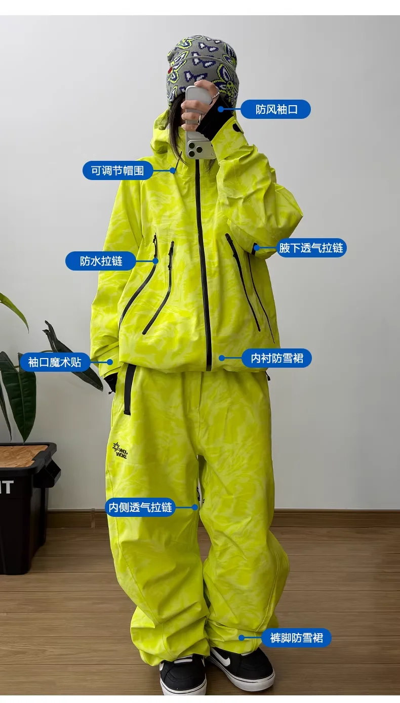 JOHN SNOW 2025 Unisex Professioneller Snowboard-Anzug Wasserdicht Winddicht Vollständig Versiegelte Nähte Skijacke & -Hose für Outdoor-Sportarten – Detail 19