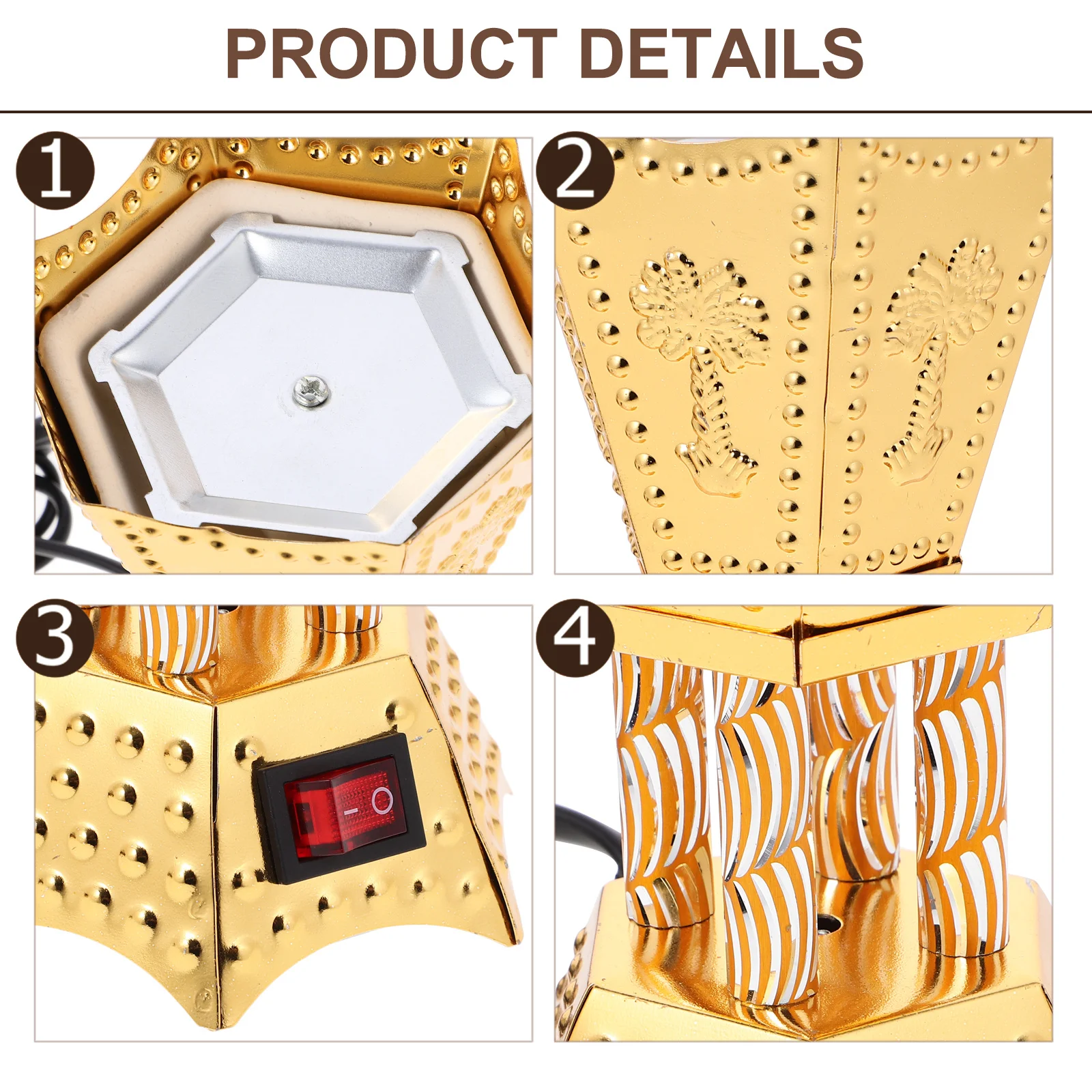 

Electric Incense Burner Arabic Metal Censer Decorative Burner for Bedroom Living Room Meditation Aroma Therapy Tabletop Home