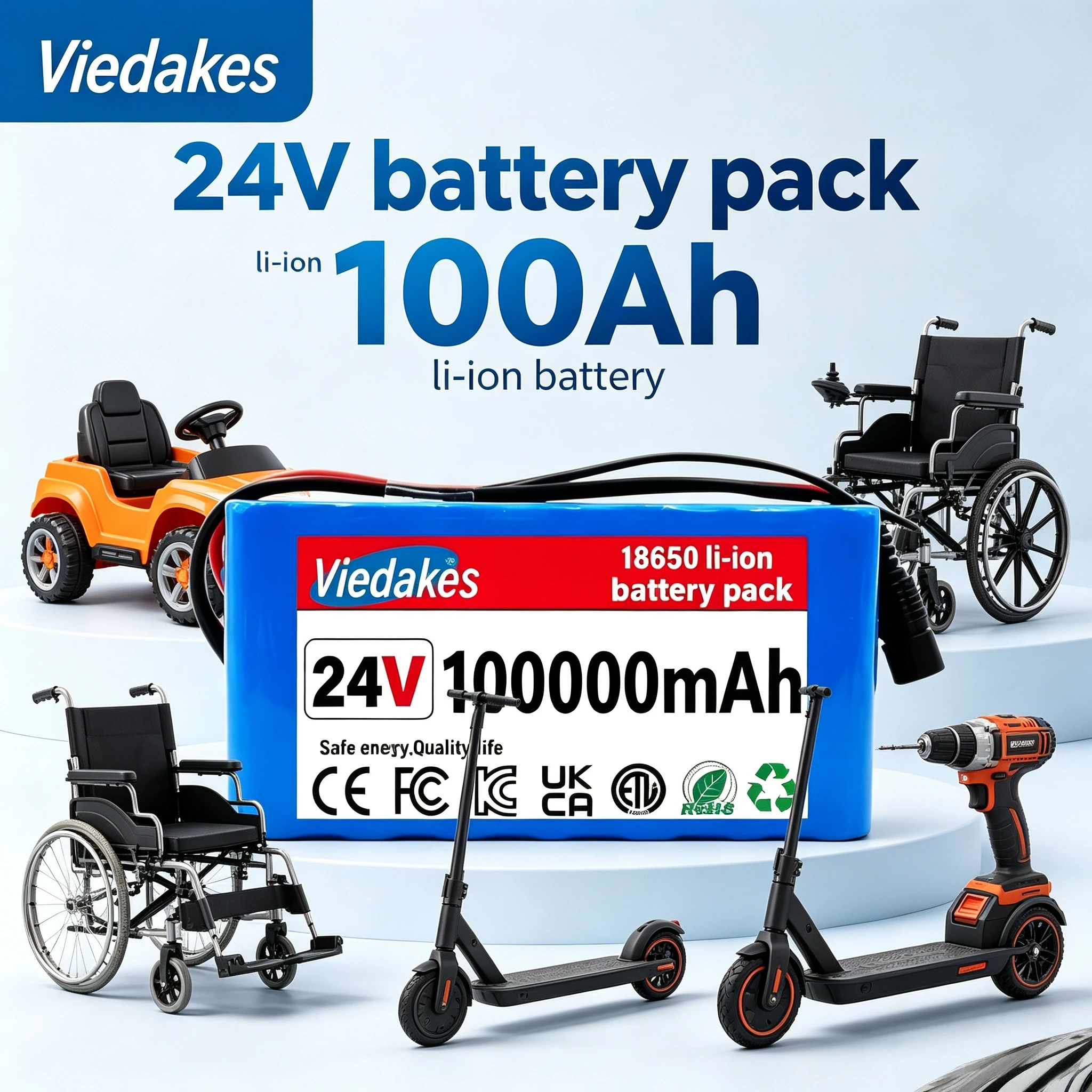 High capacity 100Ah 7s3p 24V lithium battery 21700 Rechargeable battery for wheelchair Battery e-Sccooter / Drill + 2A Charger📦