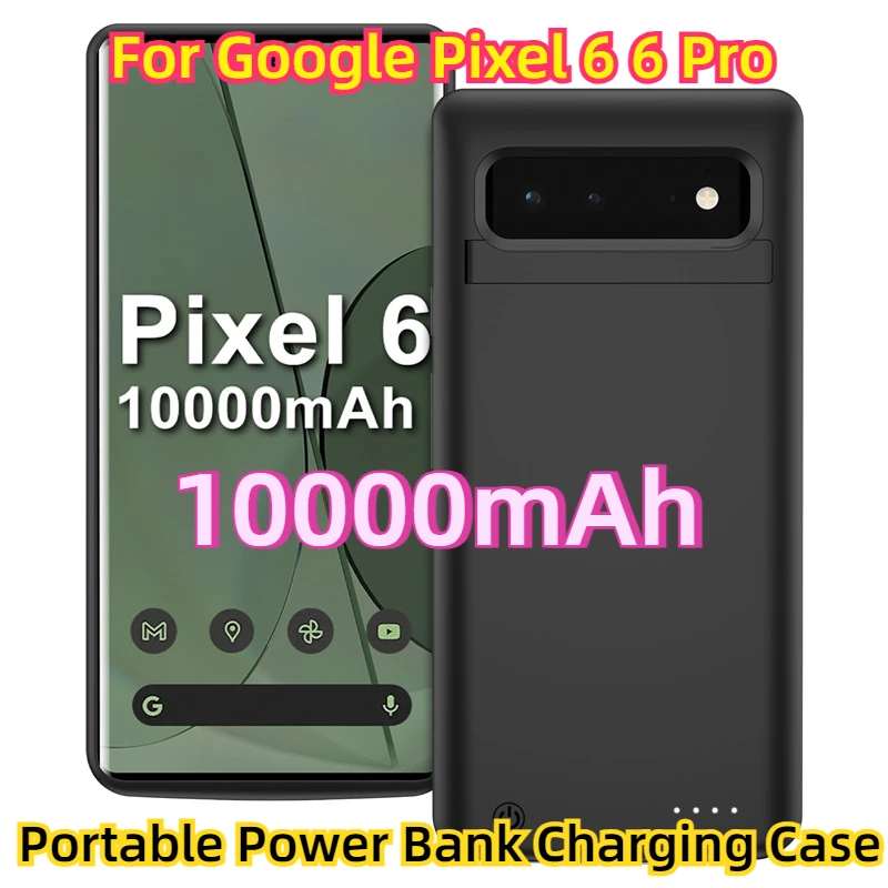 For Google Pixel 6 6 Pro Portable Power Bank Charging Case External Battery Pack 10000mAh Battery Charger Case