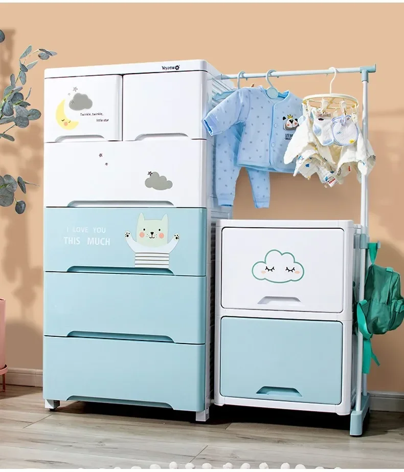 

HAIXIN Popular Household 5 layers Storage 40cm with Clothesline pole plastic baby drawers storage