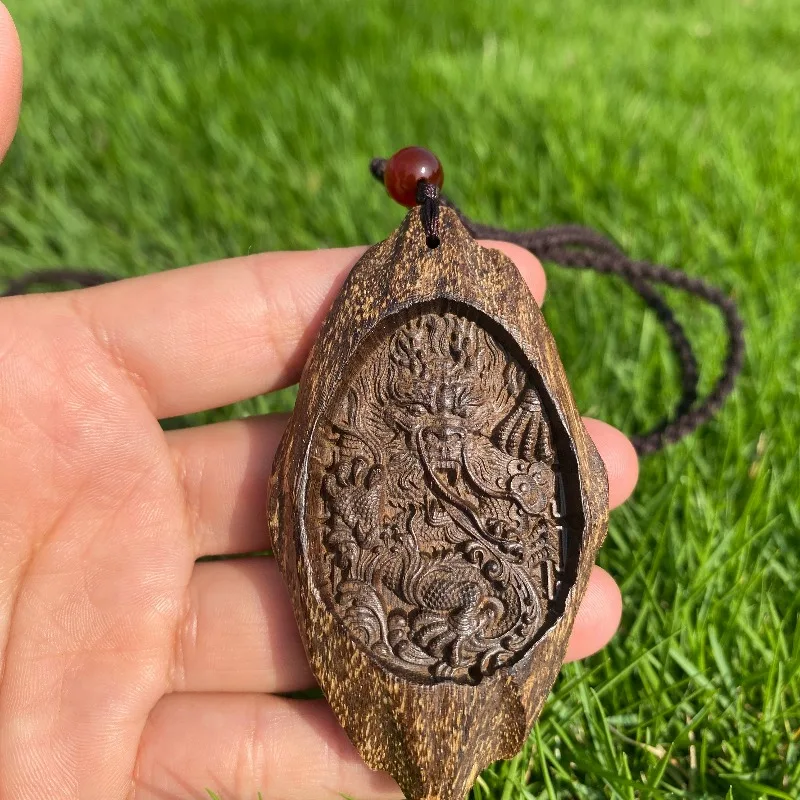 

Подвеска с драконом из агарового дерева ручной работы — уникальная форма, ожерелье из старого материала, ювелирные изделия-амулет на удачу для мужчин и женщин