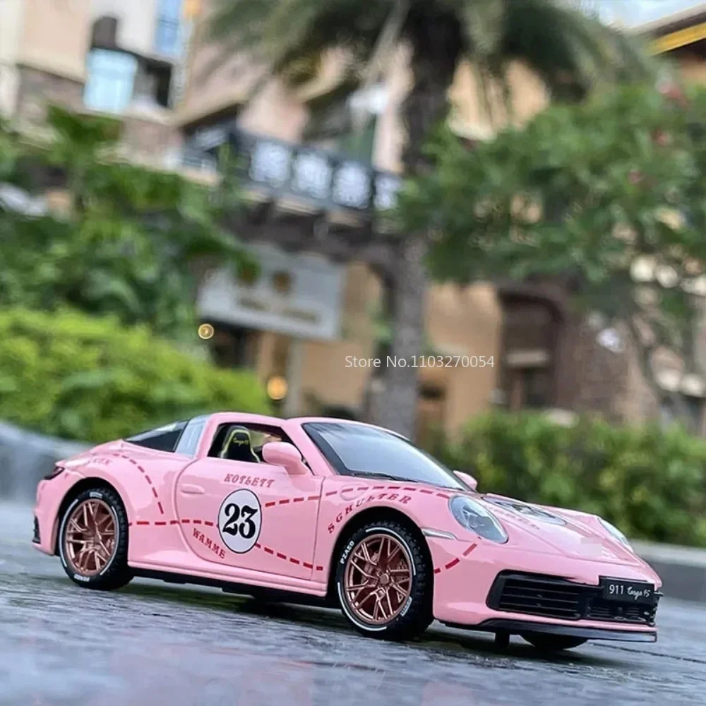 1:32 911 Targa 4S Convertible Diecasts Model Alloy Boys Toys Miniature Supercar 4 Door Opened Vehicle Collectibles for Kid Gifts