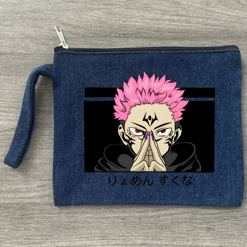 

Sukuna женская парусиновая джинсовая косметичка-органайзер с принтом женская молния для хранения мелочей