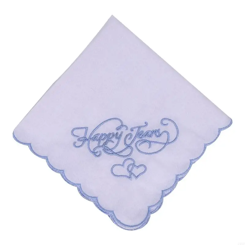 

2025 New Embroidery Happy Tears Square Handkerchief White Bride Kerchief Pocket Square