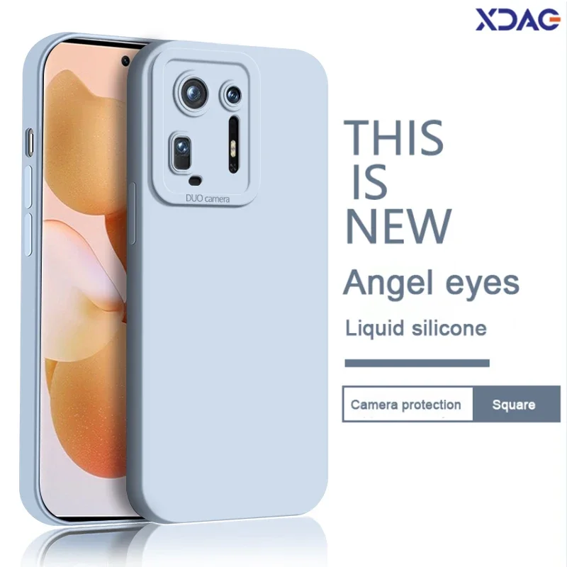 

Classic Straight Edge Phone Case for Xiaomi Mix 4 Mix4 5G Solid Color Soft Liquid Silicone Lens Protection Angel Eyes Back Cover