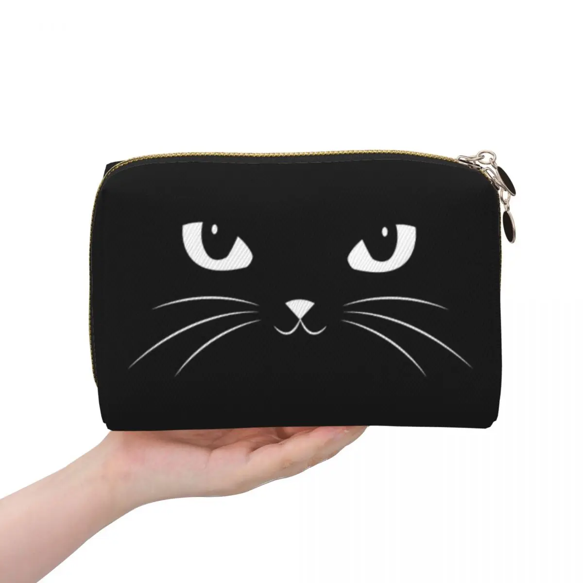Cute Black Cat Women Cosmetic Bag Travel Makeup Organizer Pouch Toiletry Storage Dopp Kit Case