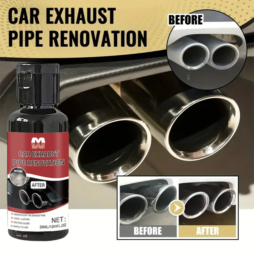 Car Exhaust Pipe Cleaner - Chrome Exhaust Tip Restorer - Rust Remover & Metal Polish Paste - Stainless Steel Tailpipe Cleaner