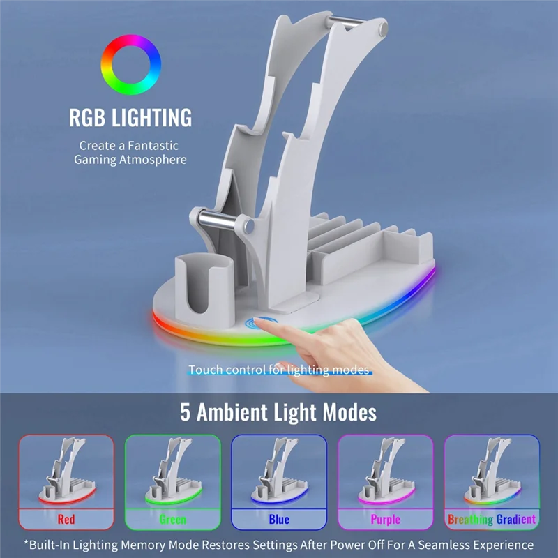 fedi-for-ps5-デスクトップストレージスタンド-コントローラースタンド-rgb-ライト付き-ヘッドフォン-ハンドル-リモート-ディスクデスクトップストレージスタンド-ブラック