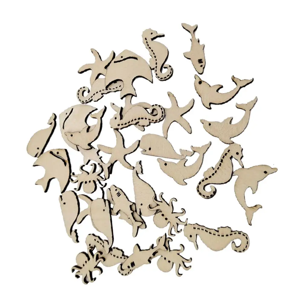

50 Pcs Unfinished Wood Slice Animal Shape Cutout For Craft Diy Decoration Coloring Handmade Accessories Wooden Piece Creative