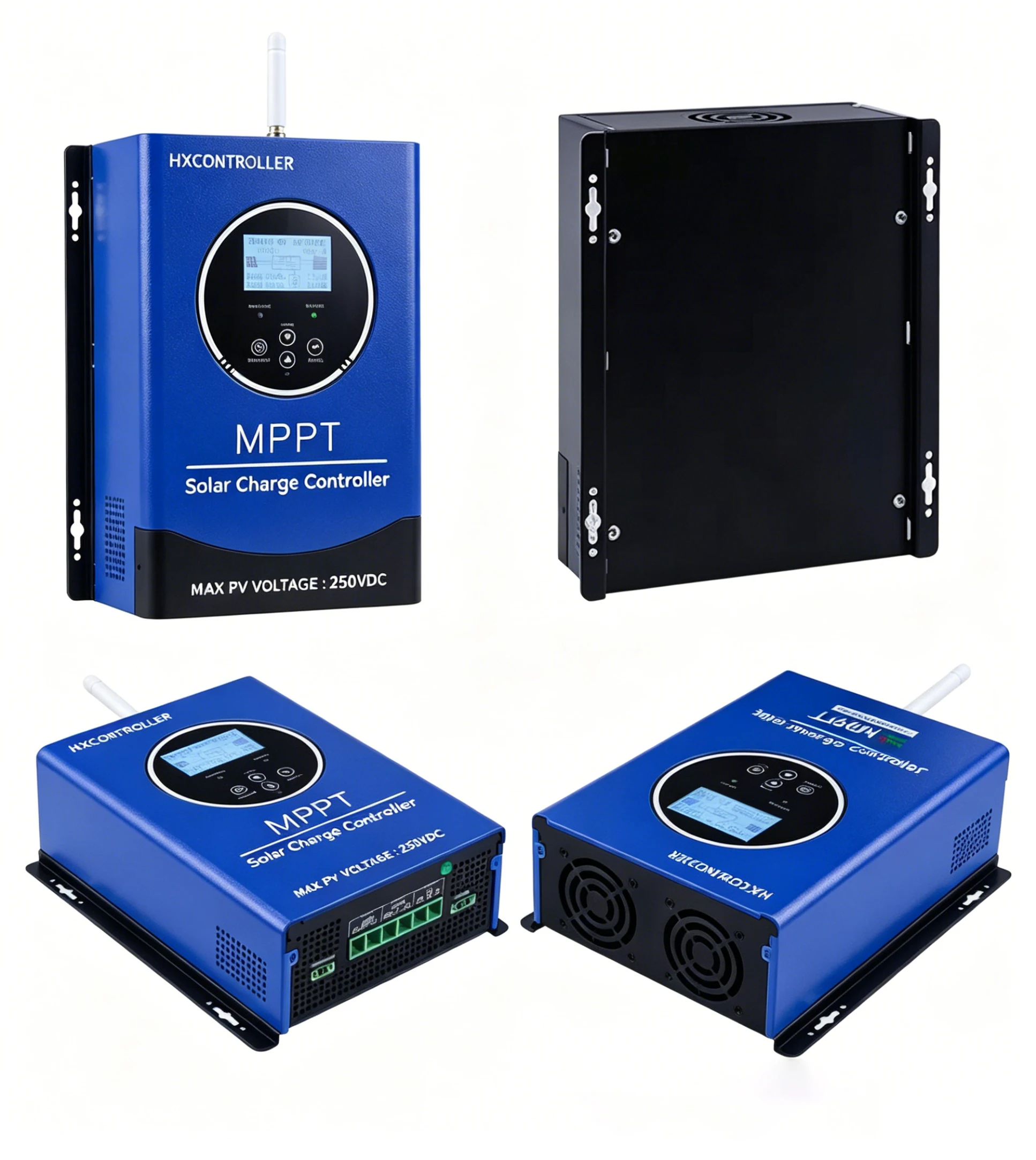 Contrôleur de charge solaire MPPT HXCONTROLLER, large plage de tension, entrée PV max. 250 VDC, avec moniteur WiFi pour batteries Lifepo4 Lithium GEL