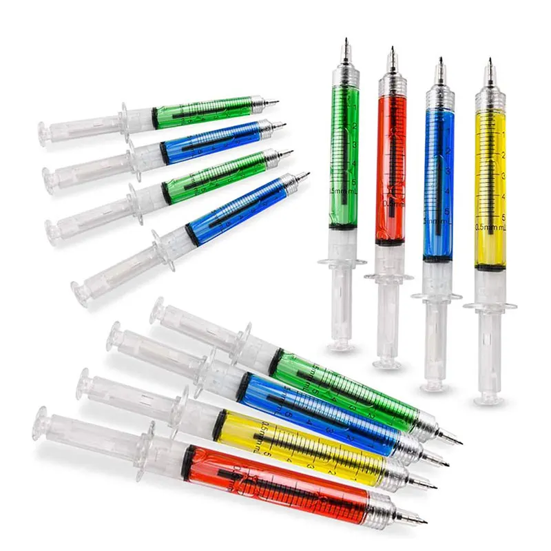 48pcs Novelty Liquid Syringe Black Blue Ink Ball Pens Ballpoint Pen