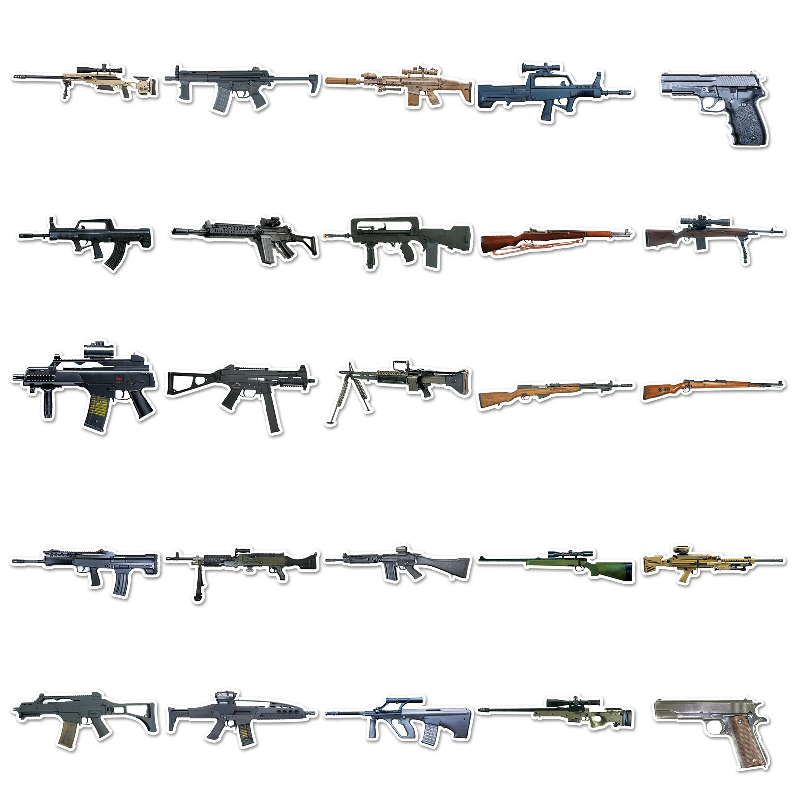 10/30/50PCS Military Style Gun Handbook Sticker Cool DIY Mobile Phone Helmet Computer Water Cup Waterproof Decoration Wholesale
